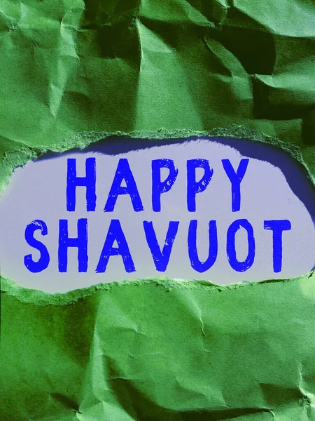 Text Zeigt Inspiration Happy Shavuot Konzeptfoto Jüdischer Feiertag Zum Gedenken — Stockfoto
