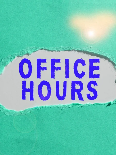 Sign Displaying Office Hours Word Hours Which Business Normally Conducted — Stock Photo, Image