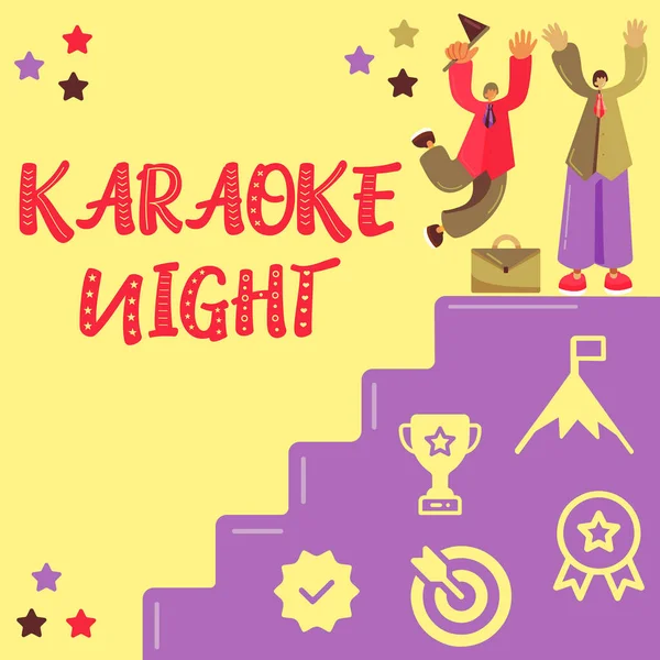 Teksten Weergeven Karaoke Night Business Showcase Entertainment Meezingende Instrumentale Muziek — Stockfoto