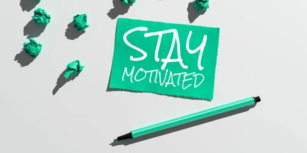 Titulek Textu Představuje Stay Motivated Obchodní Přehled Odměňte Pokaždé Když — Stock fotografie