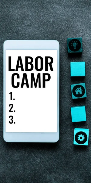Legenda Texto Apresentando Labor Camp Business Mostra Uma Colônia Penal — Fotografia de Stock