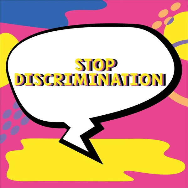 Assinatura Exibindo Stop Discriminação Conceito Internet Prevenir Escavação Ilegal Pedreira — Fotografia de Stock