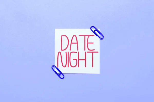 Inspiração Mostrando Sinal Data Noite Palavra Para Momento Que Casal — Fotografia de Stock