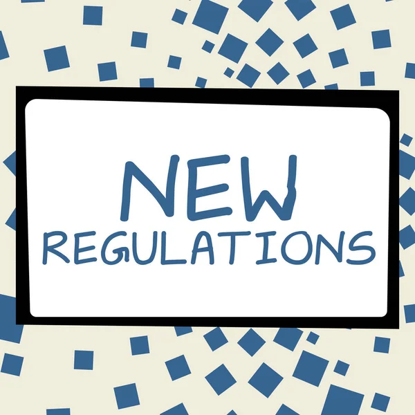 Inspiración Mostrando Signo Nuevas Regulaciones Escaparate Negocios Regulación Que Controla —  Fotos de Stock