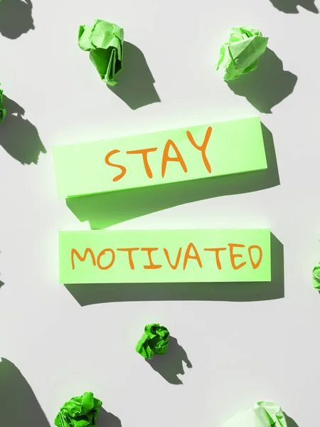 Podpis Tekstowy Przedstawiający Stay Motivated Concept Oznacza Nagroda Każdym Razem — Zdjęcie stockowe