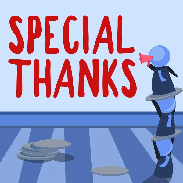 Znak Tekstowy Pokazujący Specjalne Podziękowania Biznes Pomysł Wyrażenie Uznania Lub — Zdjęcie stockowe