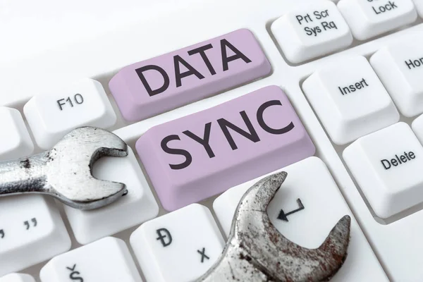 Conceptuele Bijschrift Data Sync Concept Betekent Data Die Continu Wordt — Stockfoto