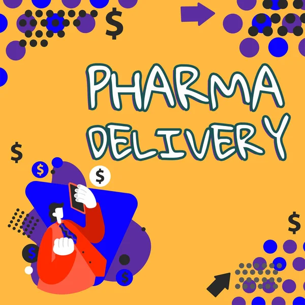 Exhibición Conceptual Pharma Delivery Concepto Del Internet Que Consigue Sus — Foto de Stock