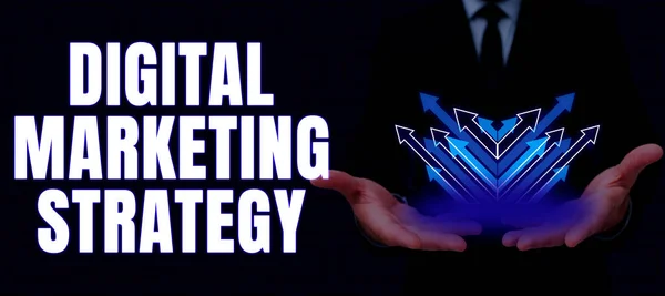 Legenda Texto Apresentando Estratégia Marketing Digital Business Mostra Serviços Usando — Fotografia de Stock