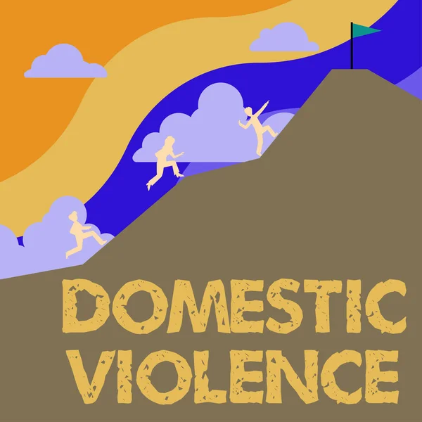 表明家庭暴力的文字标志 关于某个家庭成员的暴力或虐待行为的文字 — 图库照片