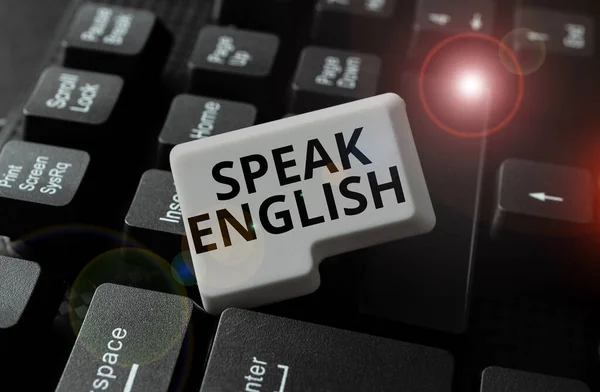 英語を話す 概念的な写真を発表するテキストキャプション 外国語オンライン英語 英会話 — ストック写真