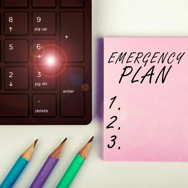 Text Sign Showing Emergency Plan Business Overview Procedures Response Major — Stock Photo, Image