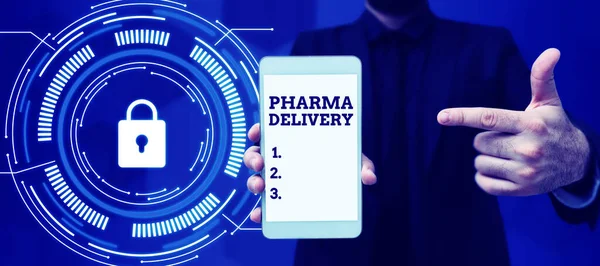 Inspiration Showing Sign Pharma Delivery Business Showcase Getting Your Prescriptions — Stock Photo, Image
