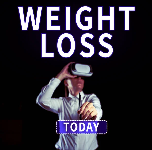 Zeichen Für Gewichtsverlust Geschäftsidee Verringerung Der Körperflüssigkeit Muskelmasse Reduzieren Fett — Stockfoto