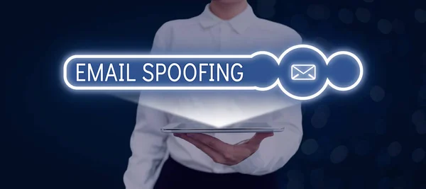 Znak Tekstowy Pokazujący Spoofing Poczty Mail Przegląd Biznesowy Zabezpieczyć Dostęp — Zdjęcie stockowe