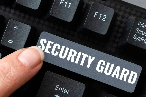 Signo Texto Que Muestra Security Guard Herramientas Concepto Negocio Utilizadas —  Fotos de Stock
