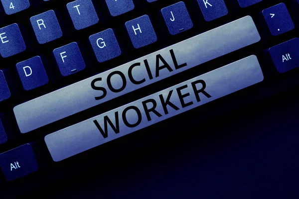 Handschriftlicher Text Sozialarbeiter Internet Konzept Unterstützung Von Staatsbürgern Mit Unzureichendem — Stockfoto