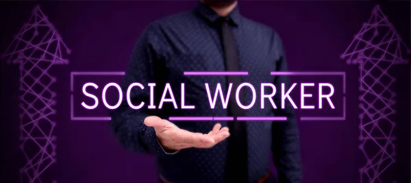 Conceptual Caption Social Worker Word Written Assistance State People Inadequate — Stock Photo, Image