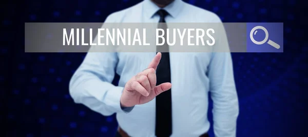 Handschrift Zeichen Millennial Buyers Geschäftsidee Art Der Verbraucher Die Sich — Stockfoto