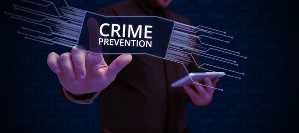 Penulisan Tangan Tanda Crime Prevention Word Federal Offense Actions Aktivitas — Stok Foto