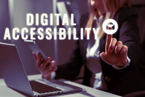 Znak Ręcznego Pisania Digital Accessibility Word Wpisany Technologii Elektronicznej Która — Zdjęcie stockowe