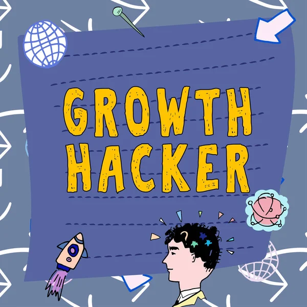 Inspiration Zeigt Zeichen Des Wachstums Hacker Word Für Allgemein Viele — Stockfoto