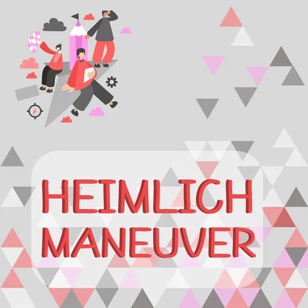 Szöveg Felirat Amely Bemutatja Heimlich Manőver Üzleti Kirakat Alkalmazása Felfelé — Stock Fotó