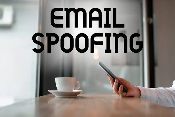 Написання Тексту Email Spoofing Вітрина Бізнесу Забезпечує Доступ Вміст Облікового — стокове фото
