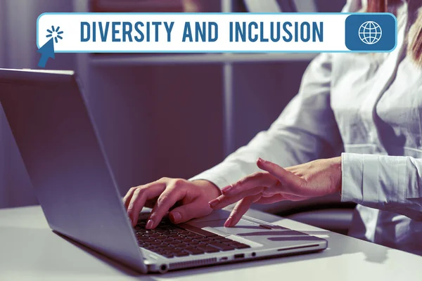 Didascalia Concettuale Diversità Inclusione Business Concetto Gamma Differenza Umana Comprende — Foto Stock