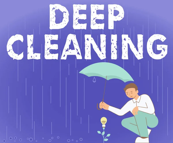 Πινακίδα Κειμένου Που Δείχνει Deep Cleaning Business Βιτρίνα Μια Πράξη — Φωτογραφία Αρχείου