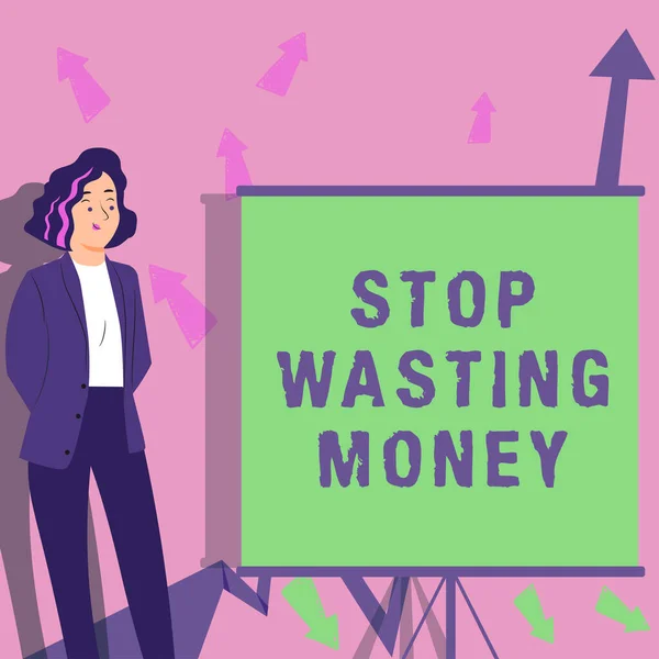 Keterangan Konseptual Stop Wasting Money Konsep Yang Berarti Menghukum Orang — Stok Foto