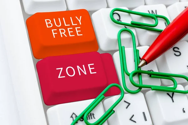 Έμπνευση Που Δείχνει Σημάδι Bully Free Zone Έννοια Που Σημαίνει — Φωτογραφία Αρχείου