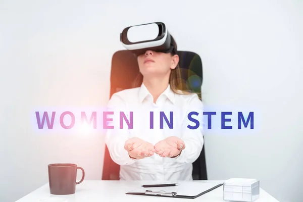 Esinlenen Kadınları Gösteren Metin Dünyası Bilim Teknolojisi Mühendislik Mühendisliği Araştırmacısı — Stok fotoğraf