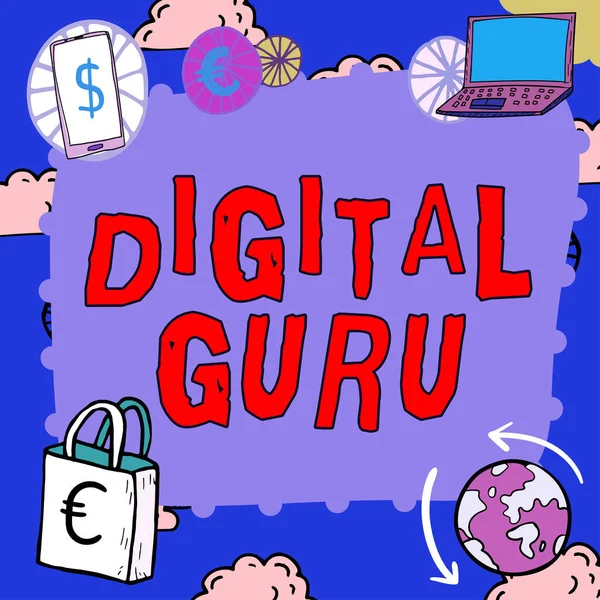 Writing Displaying Text Digital Guru Business Showcase Teacher Intellectual Guide — Stock Photo, Image