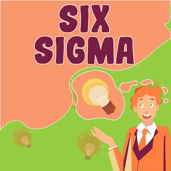Hand Writing Sign Six Sigma Business Showcase Management Τεχνικές Για — Φωτογραφία Αρχείου