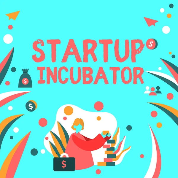 Kézírás Jel Startup Inkubátor Business Showcase Koncepció Amely Felhasználható Pénzügyi — Stock Fotó