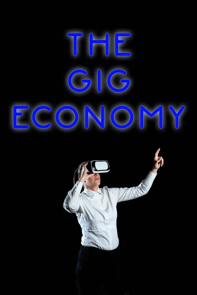 Handstilstext Gig Economy Affärsidé Marknaden För Kortfristiga Frilansarbete Tillfälligt — Stockfoto