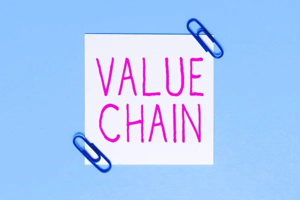 Εννοιολογική Λεζάντα Value Chain Επιχειρηματική Ιδέα Επιχειρηματική Διαδικασία Κατασκευής Ανάλυση — Φωτογραφία Αρχείου
