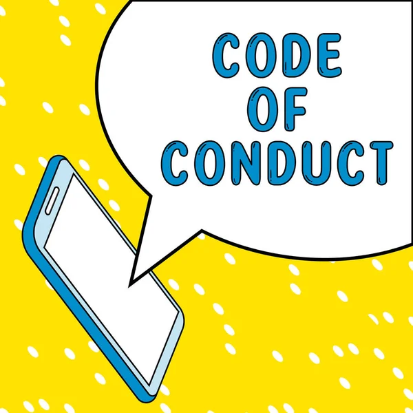 Sinal Texto Mostrando Código Conduta Vitrine Negócios Regras Ética Códigos — Fotografia de Stock