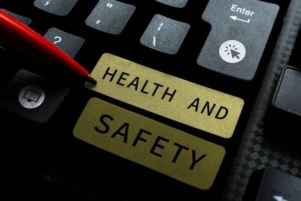 Szöveges Megjelenítés Egészség Biztonság Üzleti Áttekintés Megteszi Megfelelő Lépéseket Hogy — Stock Fotó