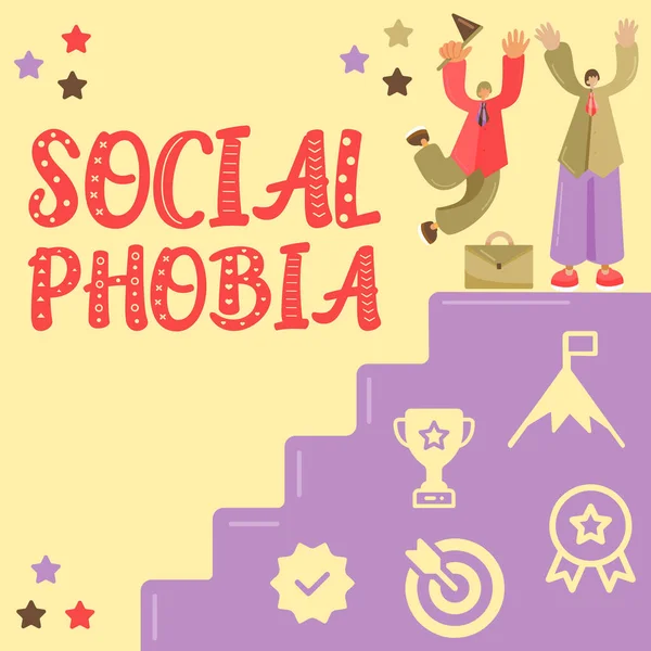 Znak Pisma Ręcznego Fobia Społeczna Przegląd Biznesu Przytłaczający Strach Przed — Zdjęcie stockowe