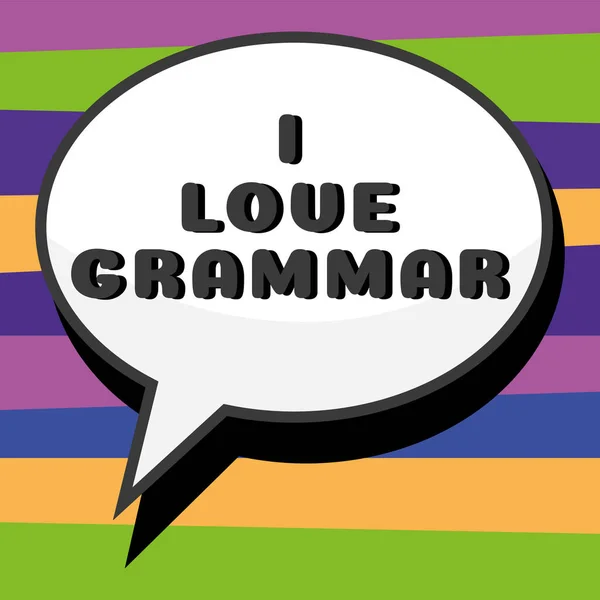 디스플레이 Love Grammar Business Idea Act Commanding System Structure Language — 스톡 사진