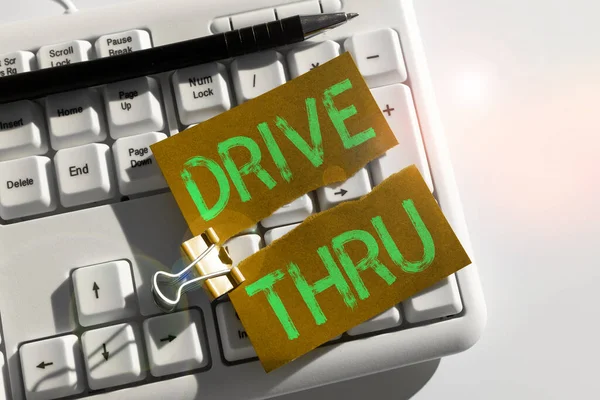 stock image Text caption presenting Drive Thru, Business concept place where you can get type of service by driving through it