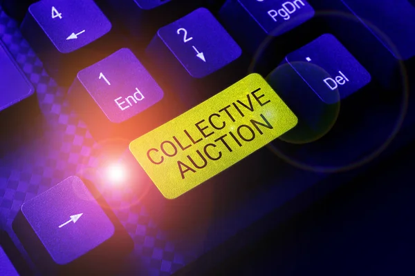 Sign Displaying Collective Auction Word Gathering Measuring Information Variables Interest — Stock Photo, Image