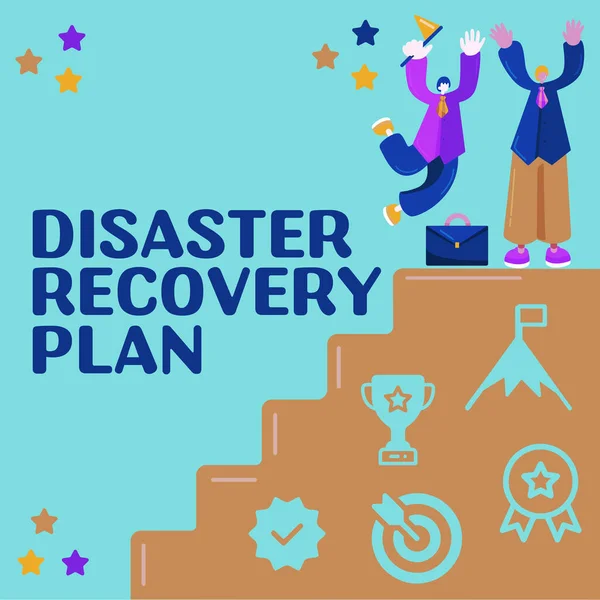 Hand Writing Sign Disaster Recovery Plan Concept Meaning Having Backup — Stock Photo, Image