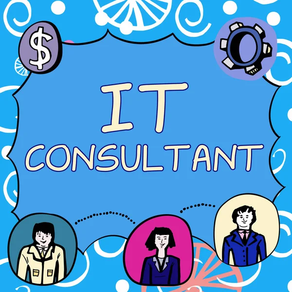 Text caption presenting It Consultant, Word for Focuses on advising organizations how to manage their IT services