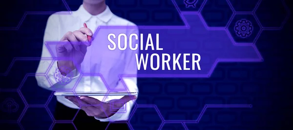Texto Que Muestra Inspiración Social Worker Business Muestra Asistencia Personas — Foto de Stock