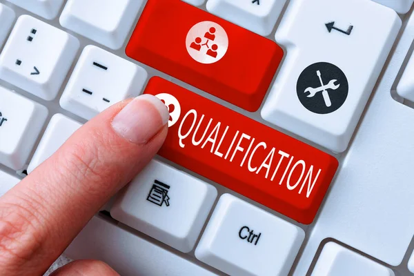 Légende Conceptuelle Qualification Idée Entreprise Autorisation Certification Officielles Pour Effectuer — Photo