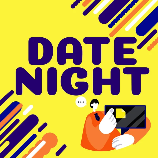 Bildunterschrift Date Night Word Für Eine Zeit Der Sich Ein — Stockfoto