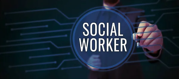 Inspiration Visar Tecken Social Worker Affärsidé Hjälp Från Statliga Personer — Stockfoto